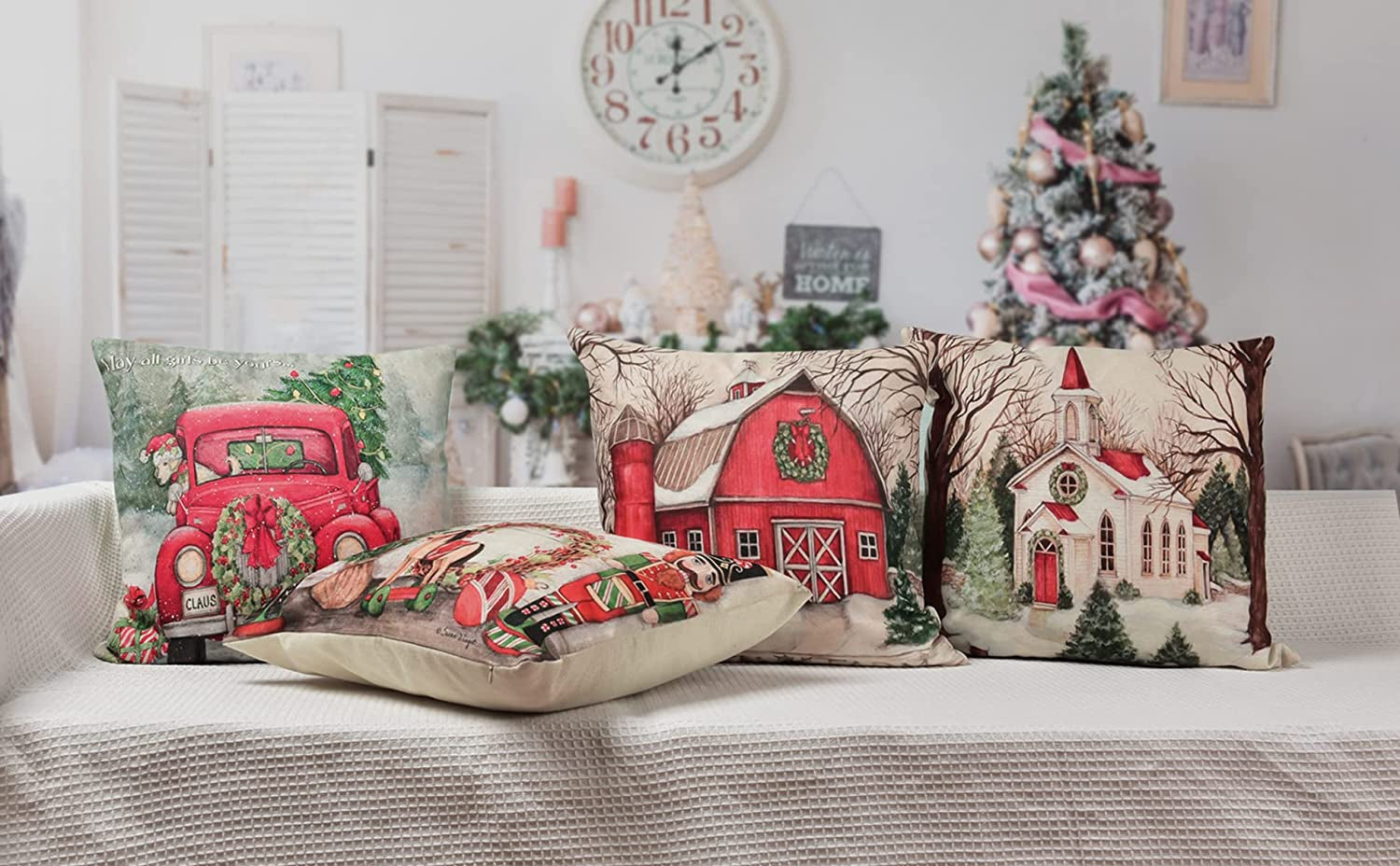 Christmas Decorations Christmas Pillow Covers 18 X 18 Inches Set of 4 -