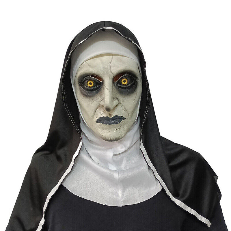 Scary Cosplay the Nun Full Face Halloween Mask Costume Horror Creepy Party Props