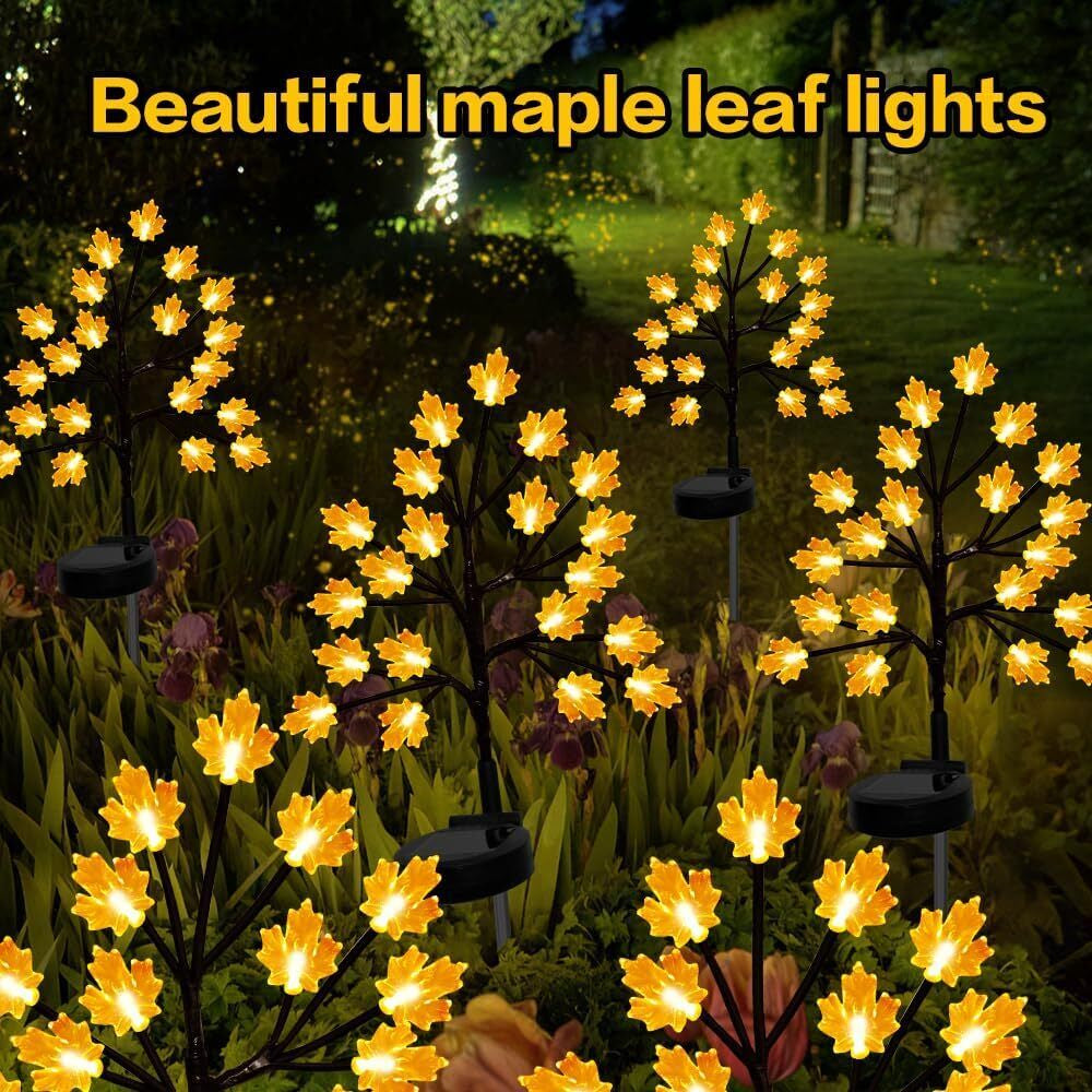 Solar Fall Lights for Thanksgiving Day Decorations Outdoor,2Pack 40LED Orange