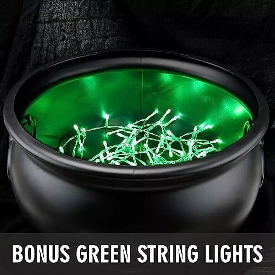 Halloween Decor Outdoor -Large Witches Cauldron on Tripod with LED Light Yard US