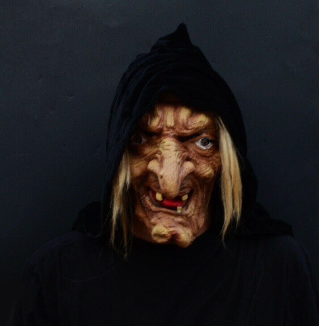 Halloween Witch Mask Scary Latex Old Lady Snow White Costume Mask with Hair