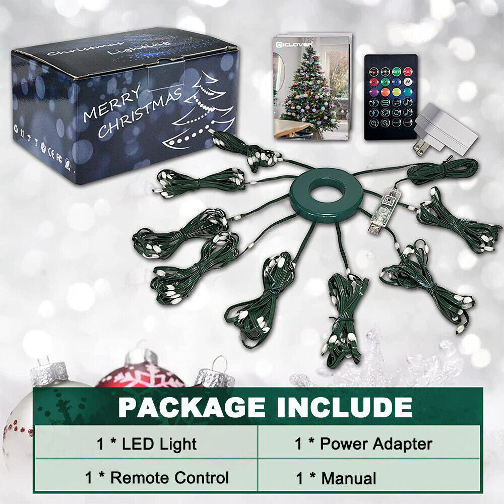 160LED Christmas Tree Waterfall Lights Fairy String Outdoor Waterproof Decor RGB
