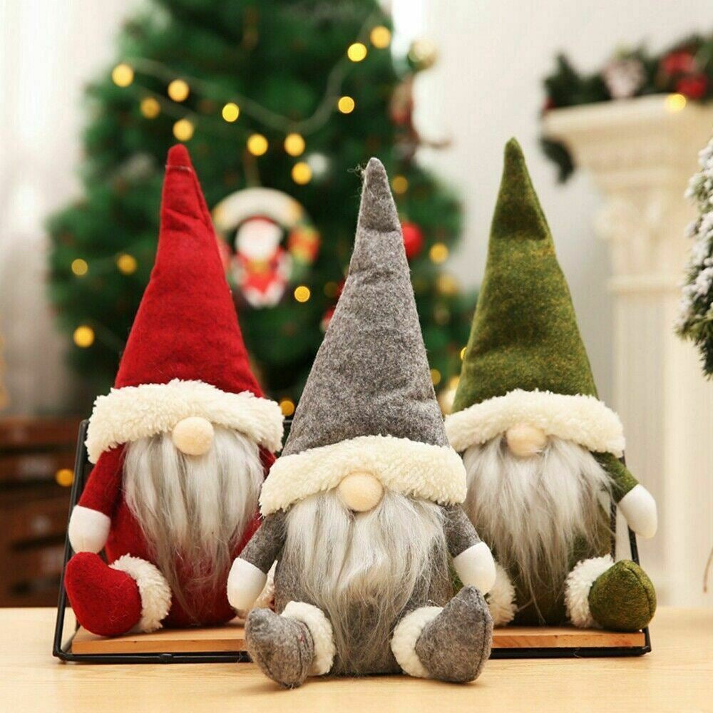 3Pcs Christmas Faceless Gnome Santa Plush Dolls Xmas Ornament Toy Table Decor US
