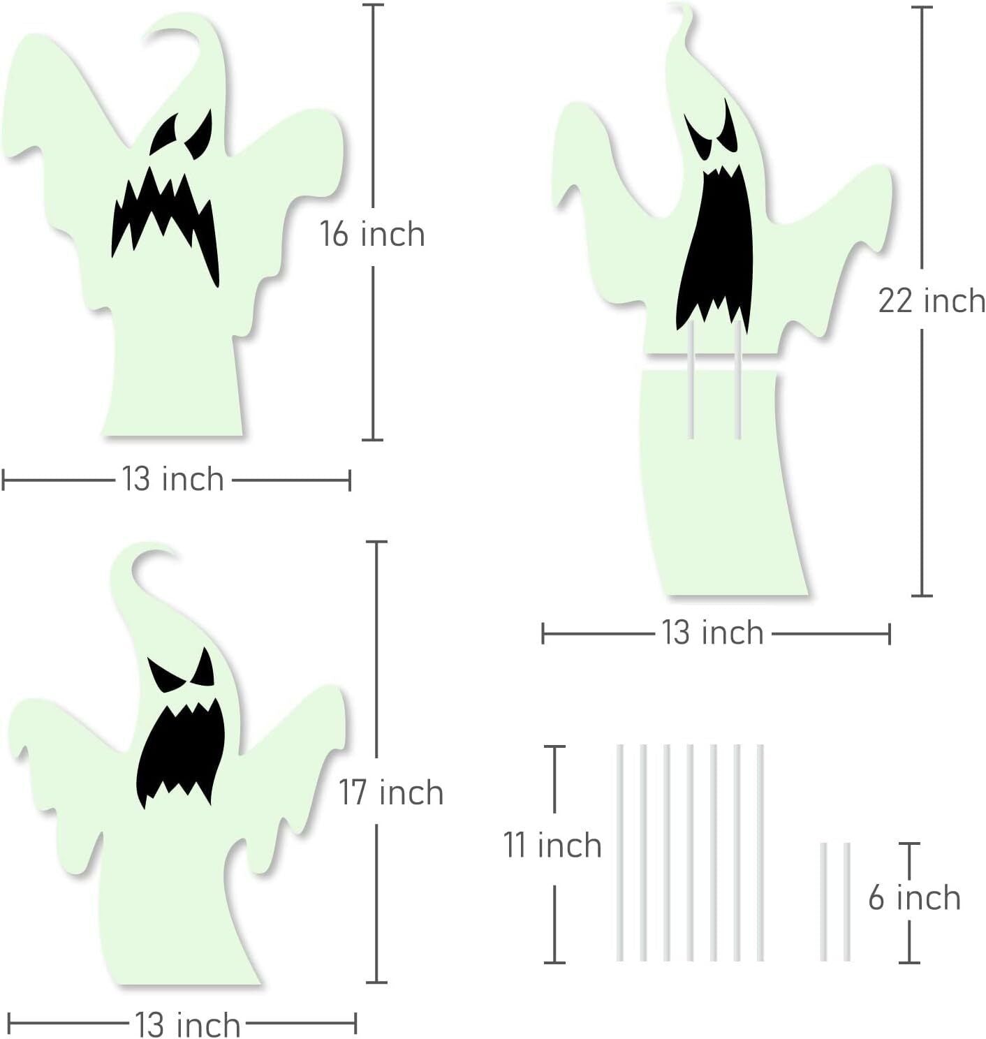 Halloween Decoration Ghost Yard Signs Stakes Glow in the Dark Outdoor Scary 3PCS