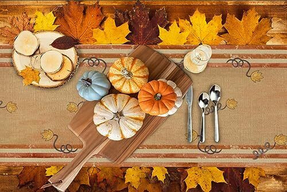 Orange Fall Table Runner, Autumn Thanksgiving Harvest Pumpkin Table Runners