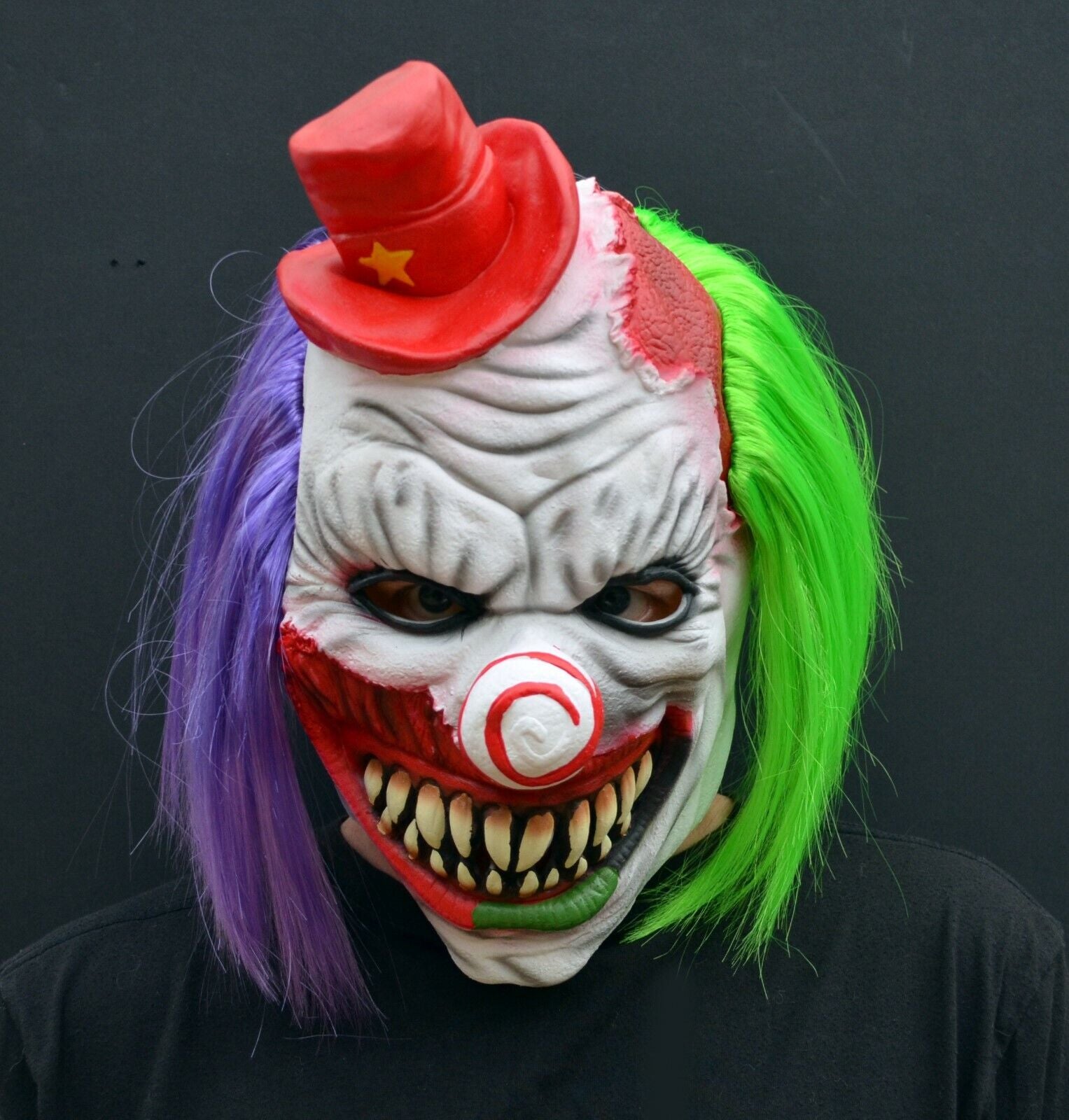 Scary Halloween Clown Mask with Hair Costume Party Cosplay Jokester Psycho Clown