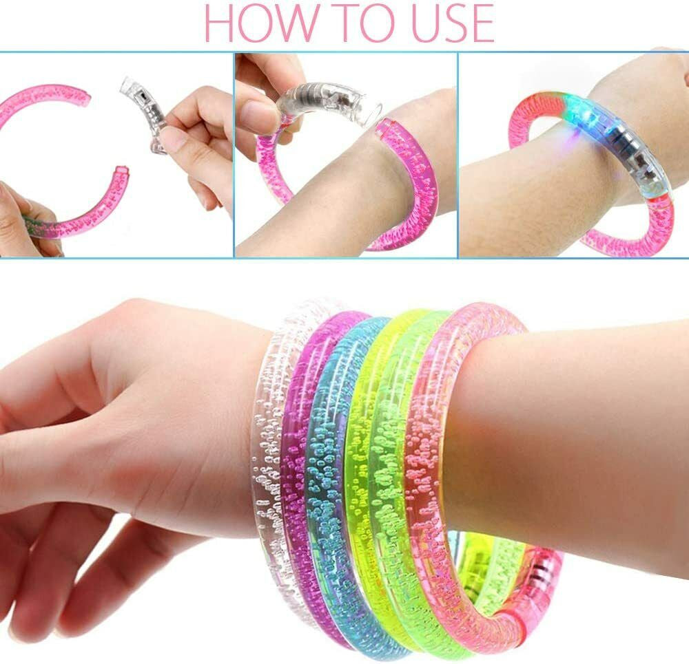 42 Pcs LED Bracelets 6 Colors Light up Glow in Dark Halloween Party Supplies