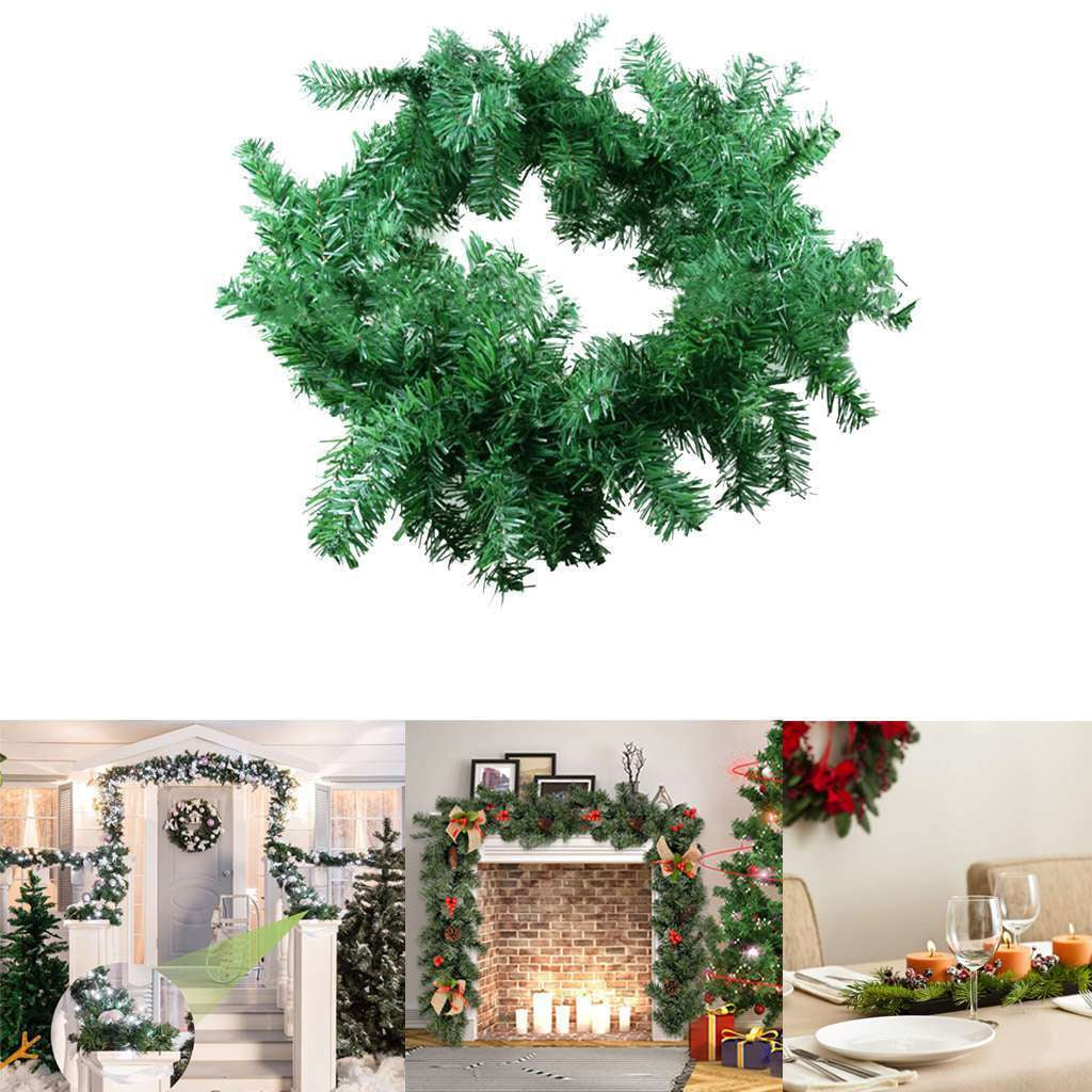9FT Christmas Garland Artificial Wreath Ornaments Xmas Tree Home Rattan Decor US