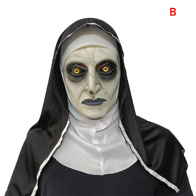 Scary Cosplay the Nun Full Face Halloween Mask Costume Horror Creepy Party Props