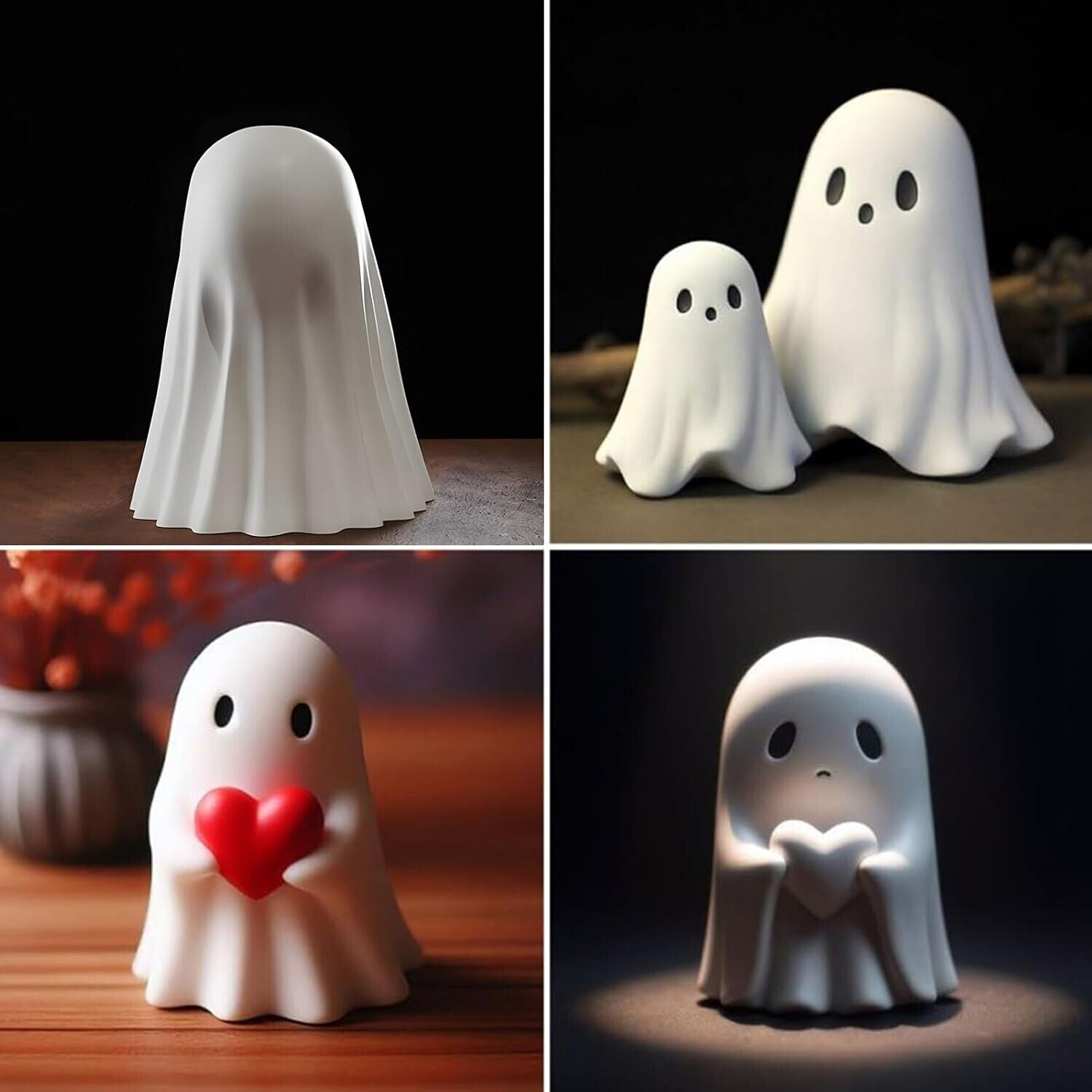 Halloween Cute Ghost Figurine Spooky Resin Statue Decoration Home Tabletop Decor
