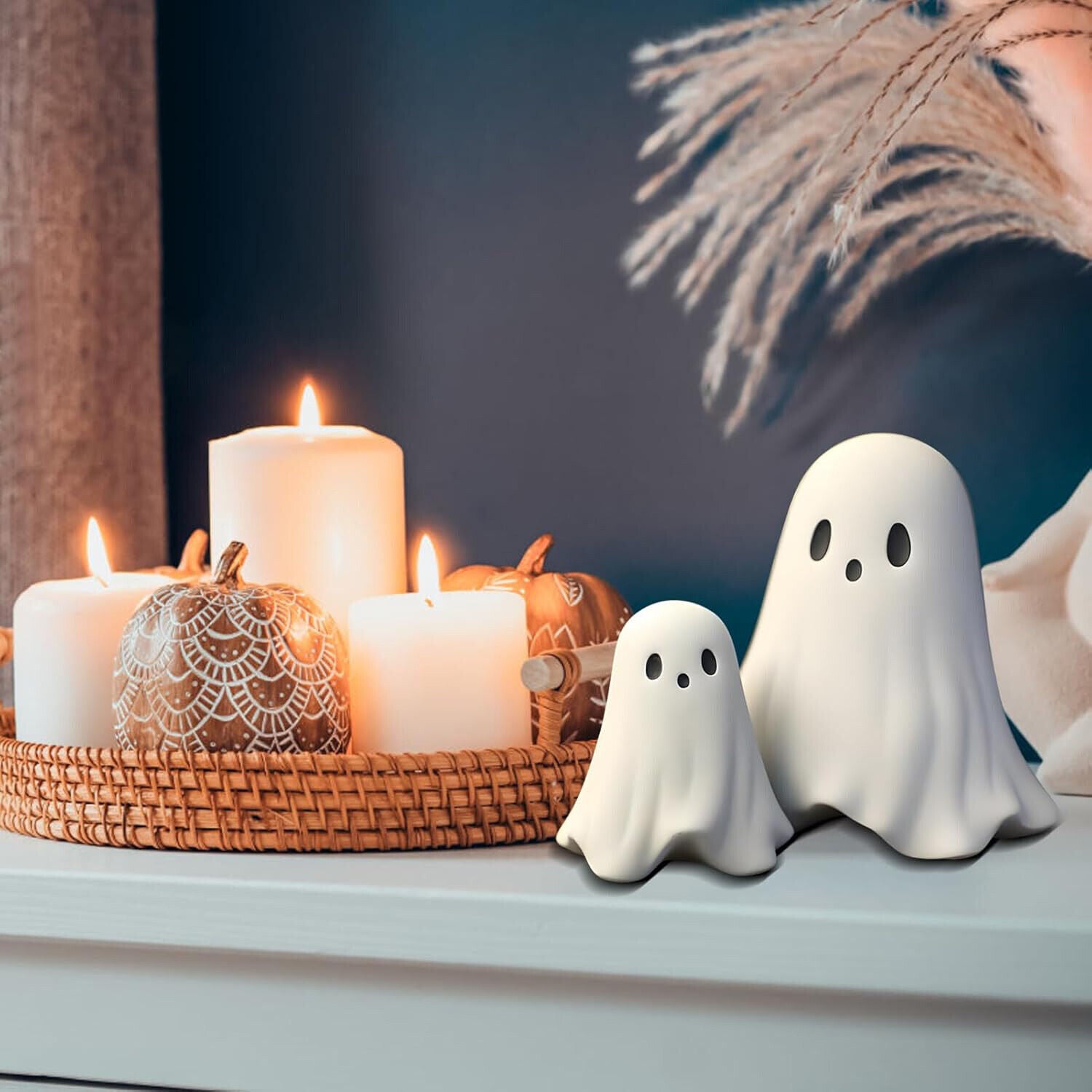 Halloween Cute Ghost Figurine Spooky Resin Statue Decoration Home Tabletop Decor