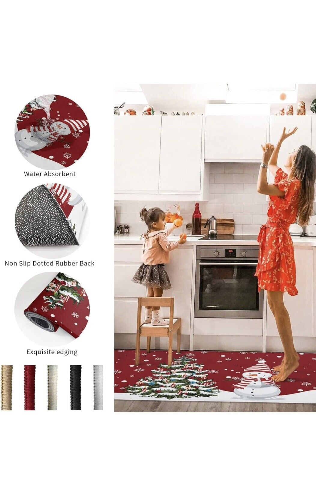 Kitchen Rugs Set of 2 Mats Christmas Tree
