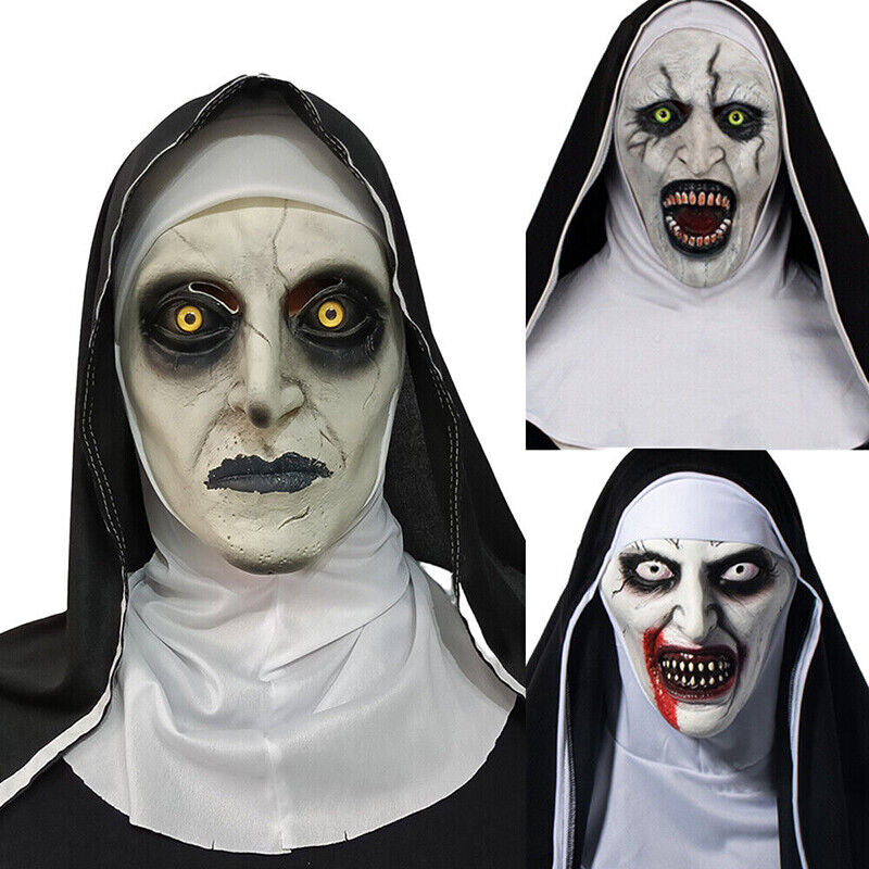 Scary Cosplay the Nun Full Face Halloween Mask Costume Horror Creepy Party Props