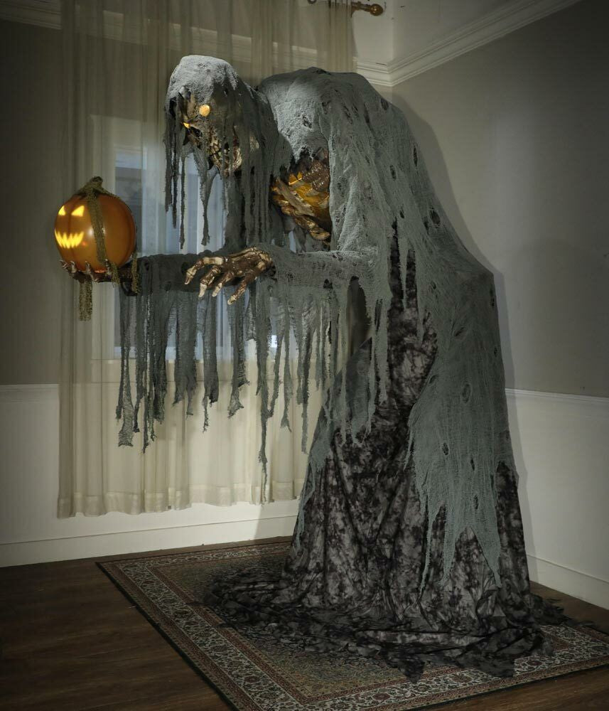 Jack Stalker Animated Prop 7 Feet Lifesize Animatronic Pumpkin Reaper Halloween
