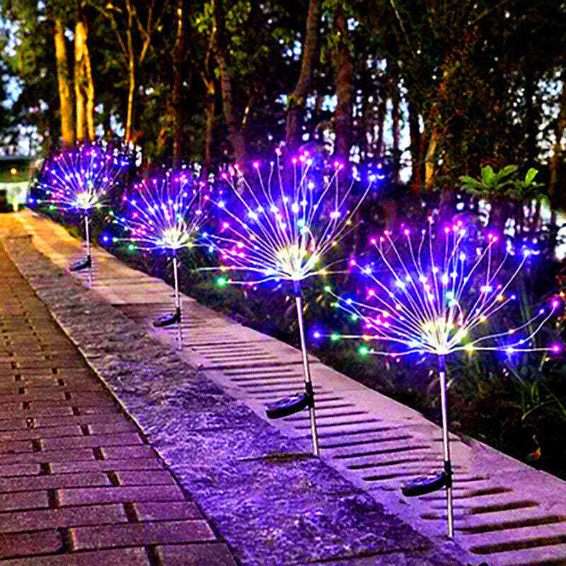 Solar Landscape Lights LED Solar Firework Light Fairy Garden Yard Outdoor Decor