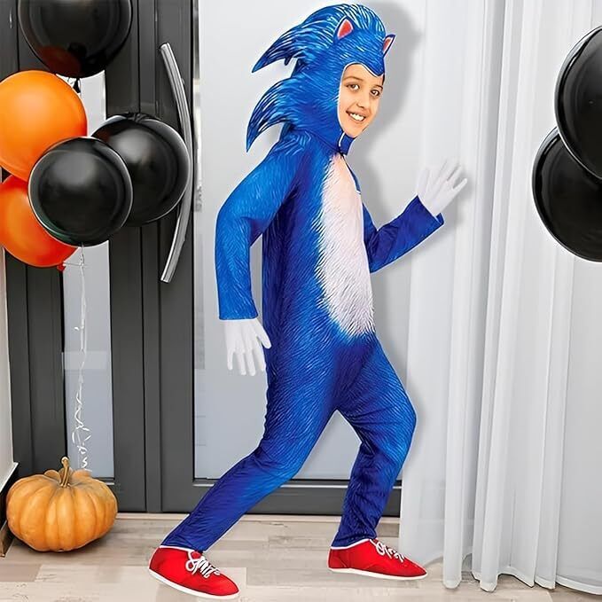 Kids Sonic the Hedgehog Cosplay Costume Boys Jumpsuit Halloween Fancy Outfit