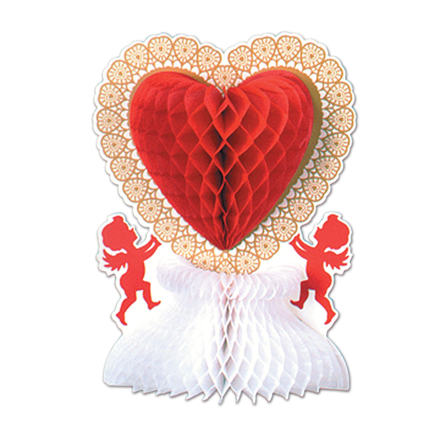 VALENTINE'S DAY Vintage Inspired CUPID & HEART CENTERPIECE Honeycomb Decoration