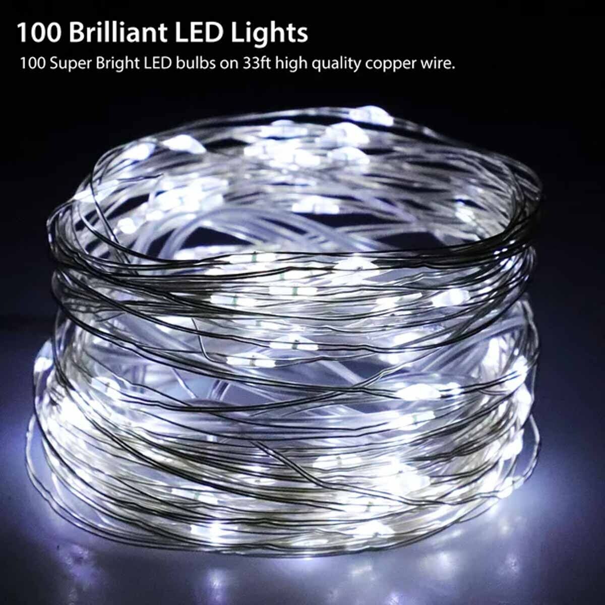 100 LED Solar Power String Fairy Lights Garden Outdoor Party Christmas Lamp