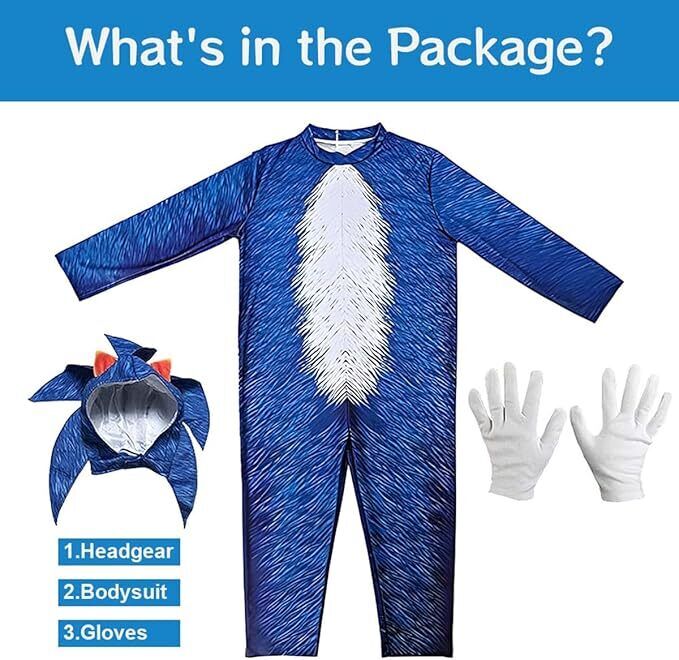 Kids Sonic the Hedgehog Cosplay Costume Boys Jumpsuit Halloween Fancy Outfit