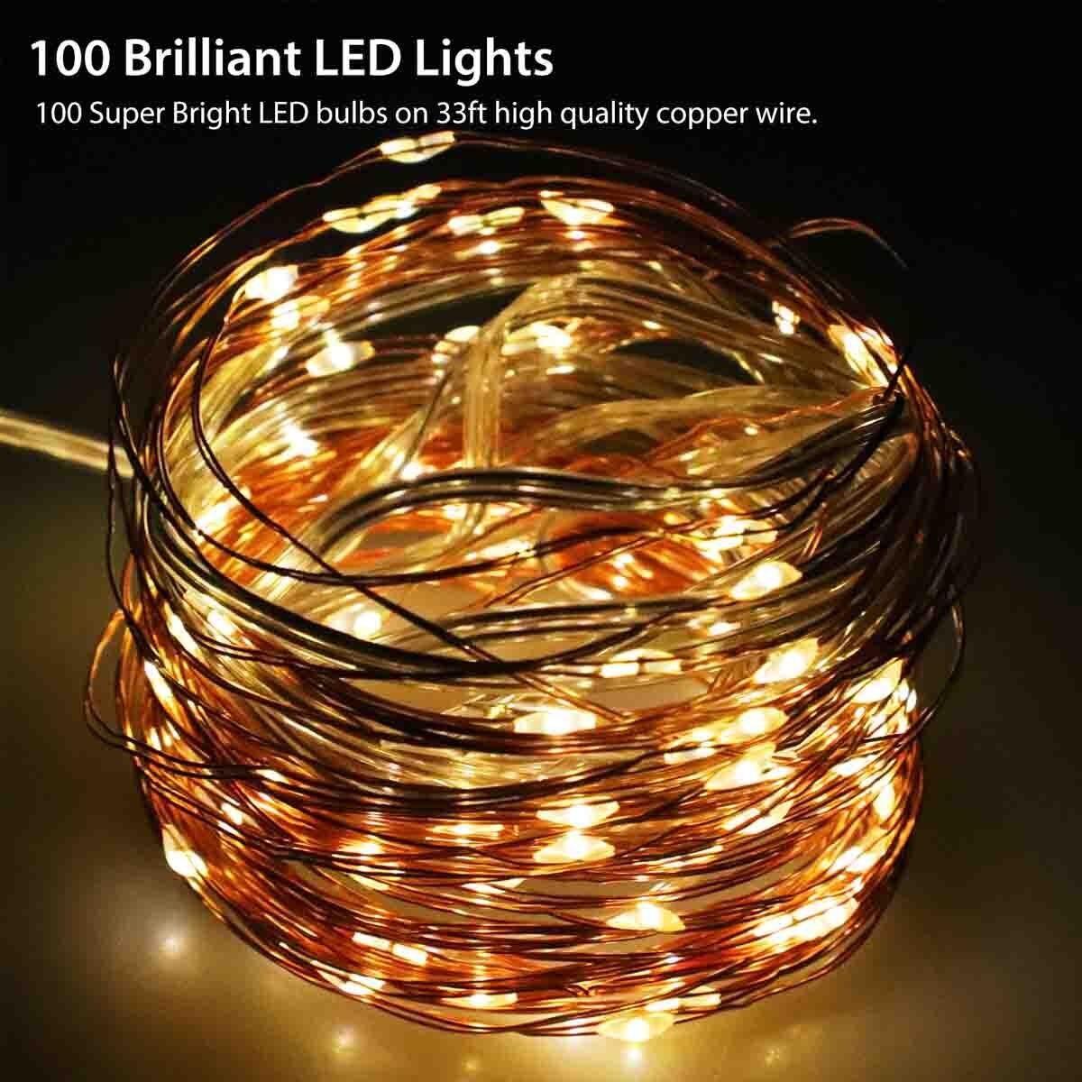 100 LED Solar Power String Fairy Lights Garden Outdoor Party Christmas Lamp