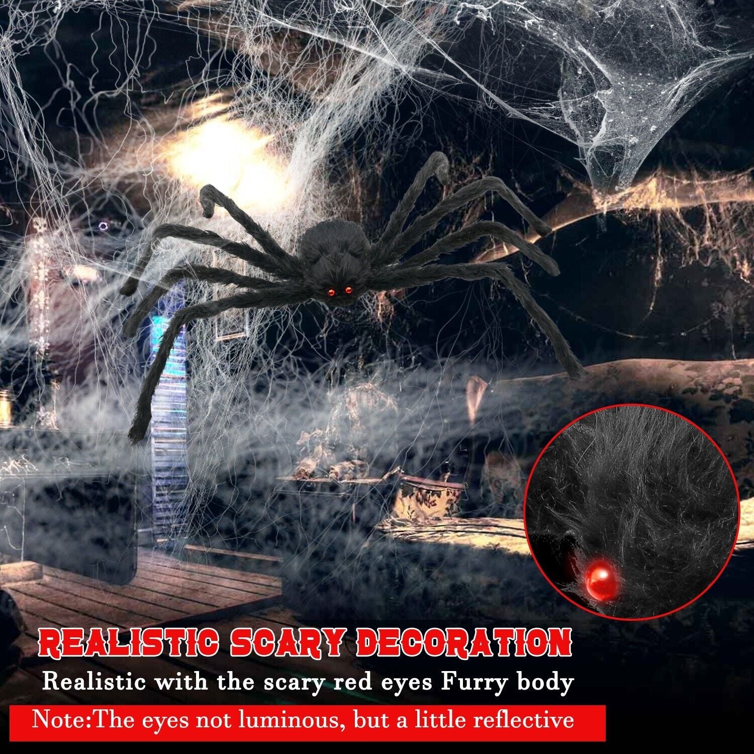 35" Spider Halloween Decor Haunted House Prop Indoor Outdoor Giant Scary Party