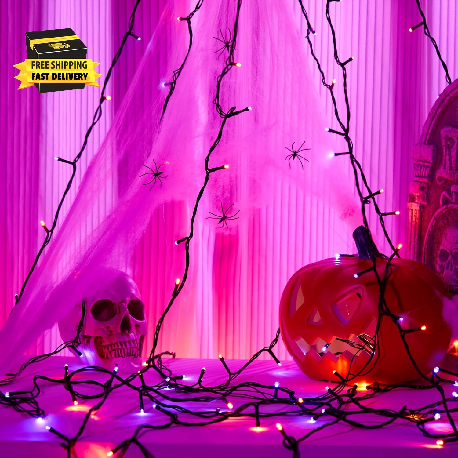 Halloween 100 LED String Lights,39Ft String Lights with 8 Modes&Timer Function,