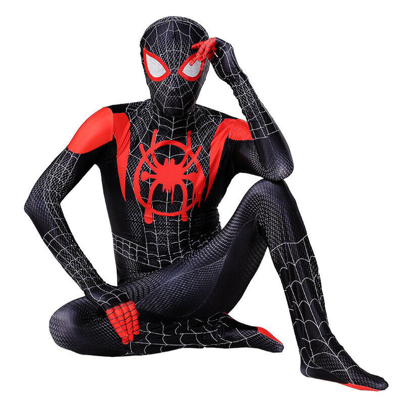Into the Spiderverse Miles Morales Spiderman Jumpsuit Kids/Adult Costume Cosplay
