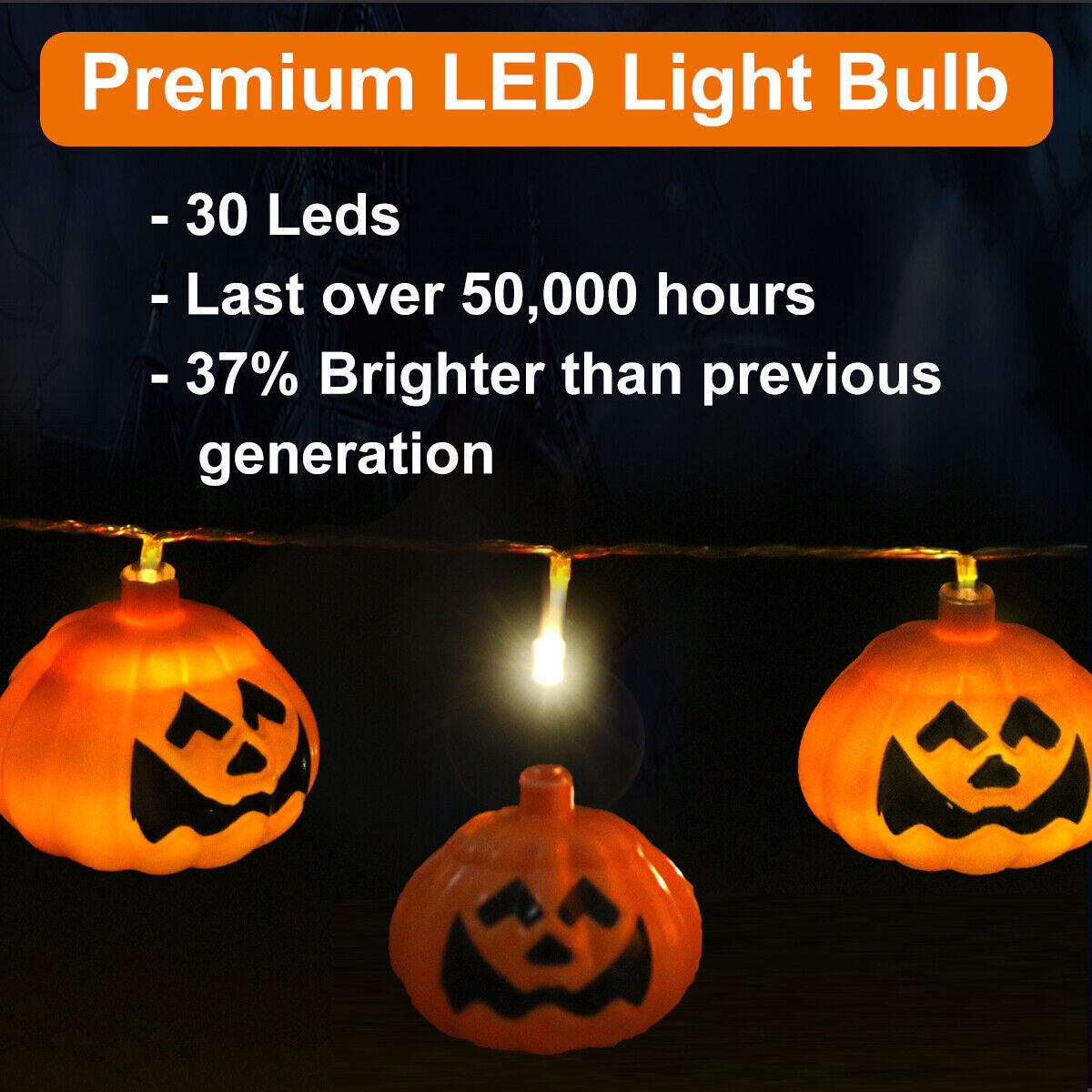 Halloween Pumpkin Lanterns String Lights 16.4FT 30 LED Jack O Lantern W/ Remote