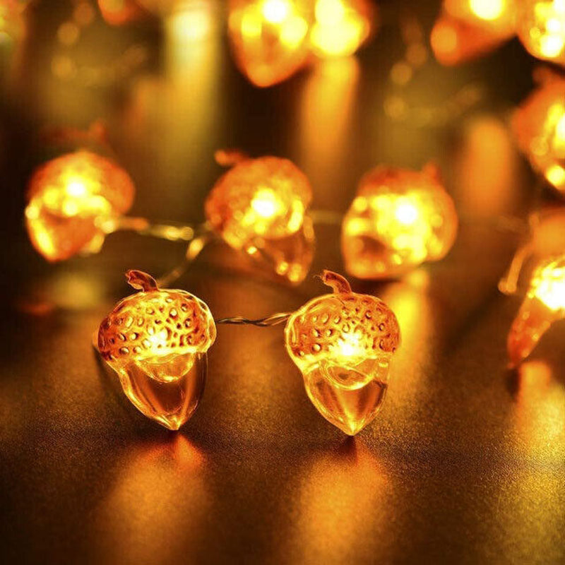 Battery Powered Acorn LED Fairy String Fall Lights Home Thanksgiving Decorations