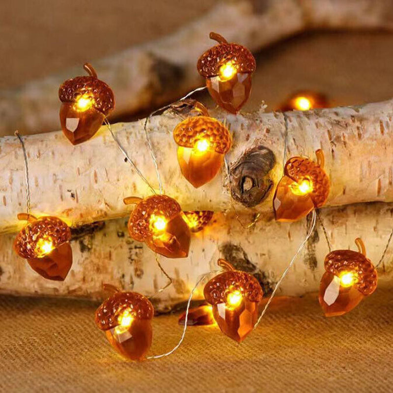 Battery Powered Acorn LED Fairy String Fall Lights Home Thanksgiving Decorations