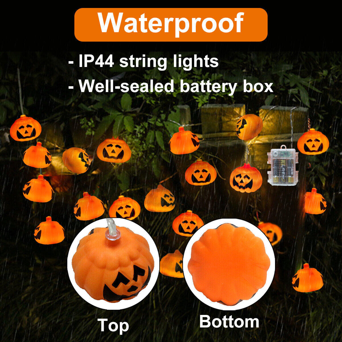 Halloween Pumpkin Lanterns String Lights 16.4FT 30 LED Jack O Lantern W/ Remote