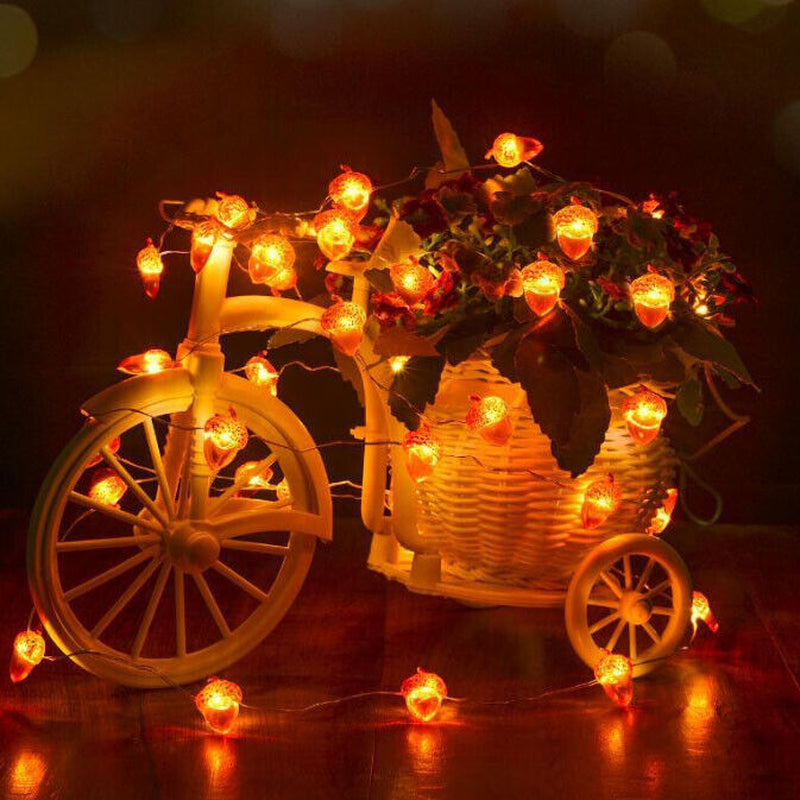 Battery Powered Acorn LED Fairy String Fall Lights Home Thanksgiving Decorations