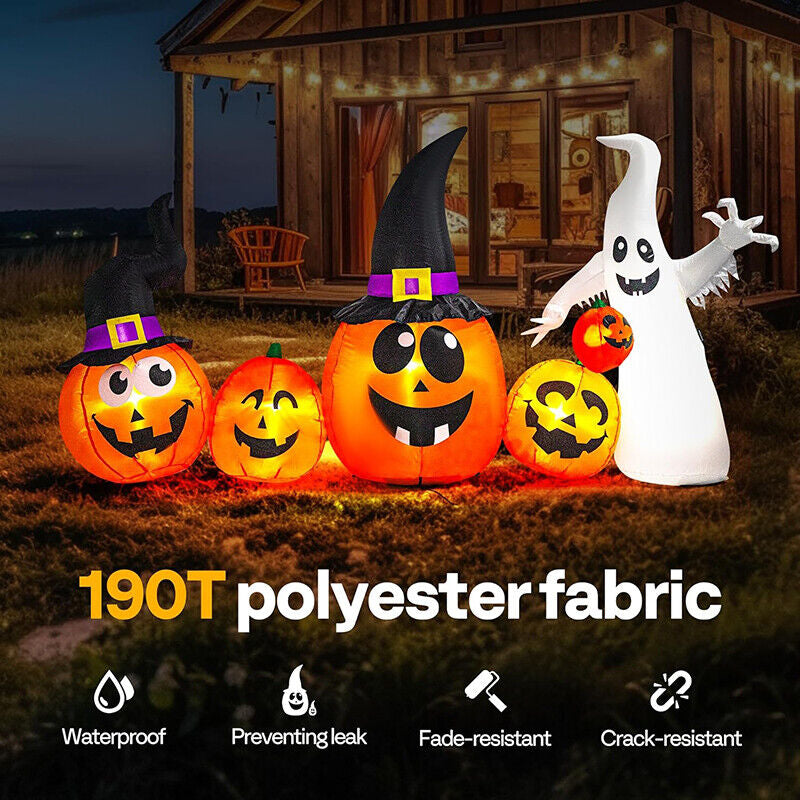 Halloween Inflatable Pumpkin Family & Ghost 8FT Long Outdoor Blow up Yard Decor