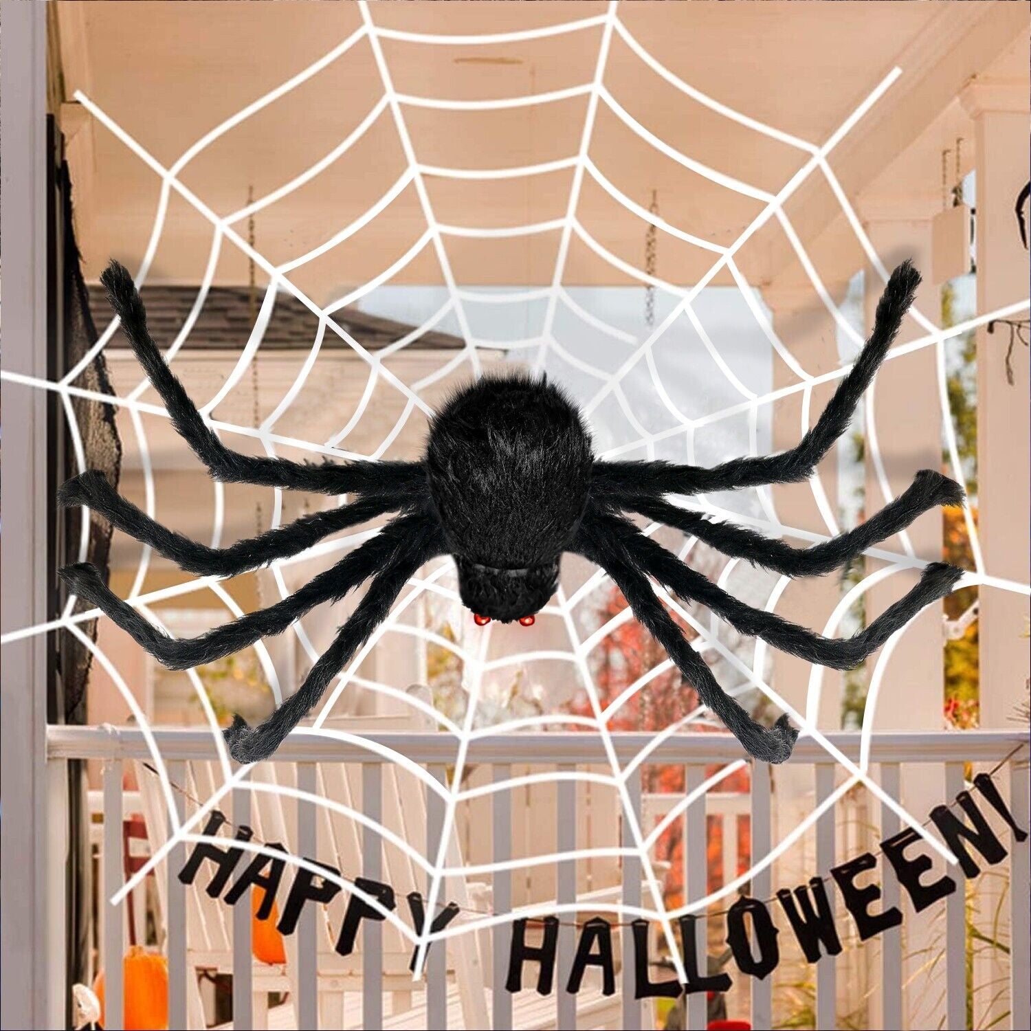 35" Spider Halloween Decor Haunted House Prop Indoor Outdoor Giant Scary Party