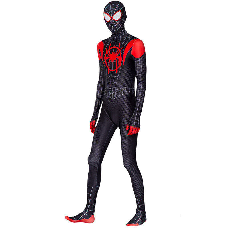 Into the Spiderverse Miles Morales Spiderman Jumpsuit Kids/Adult Costume Cosplay