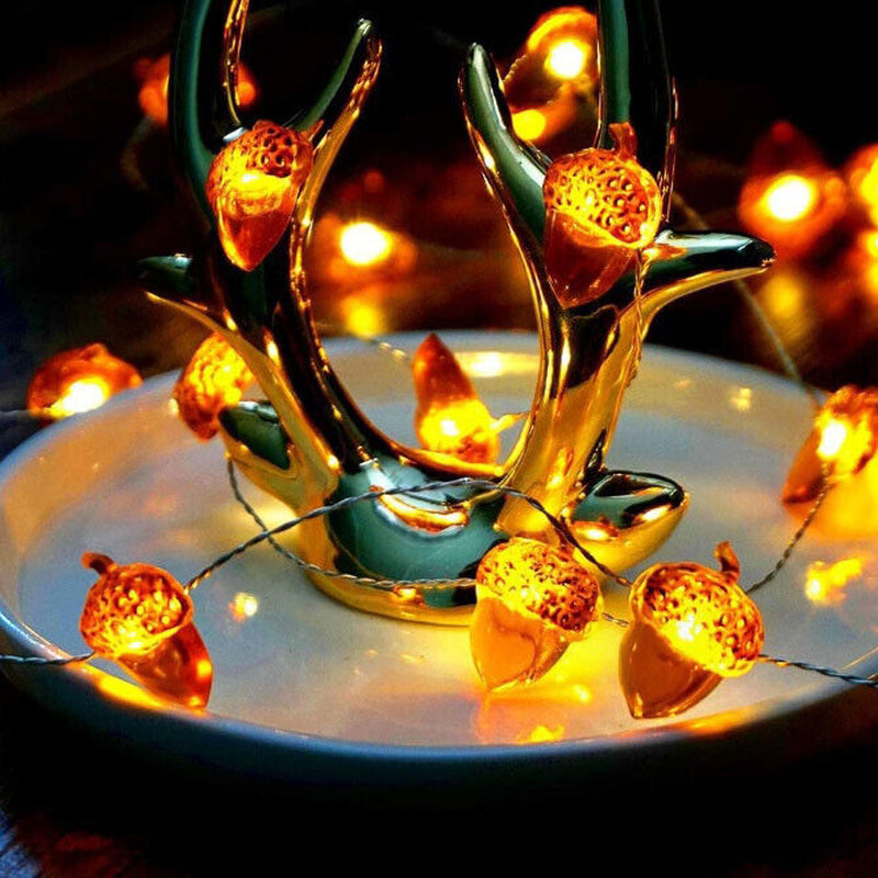 Battery Powered Acorn LED Fairy String Fall Lights Home Thanksgiving Decorations