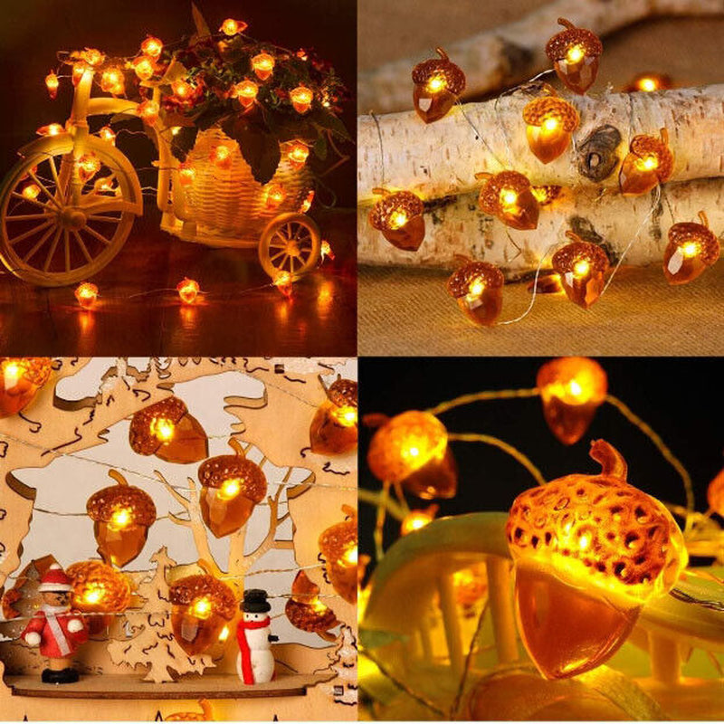 Battery Powered Acorn LED Fairy String Fall Lights Home Thanksgiving Decorations