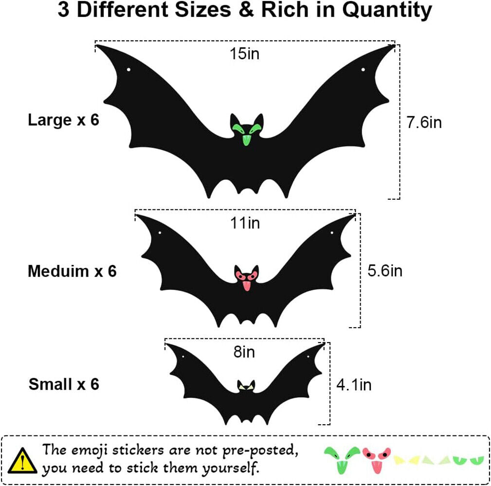 Halloween Hanging Decoration Outdoor Large Scary Flying Bat18Pcs Bats Spooky