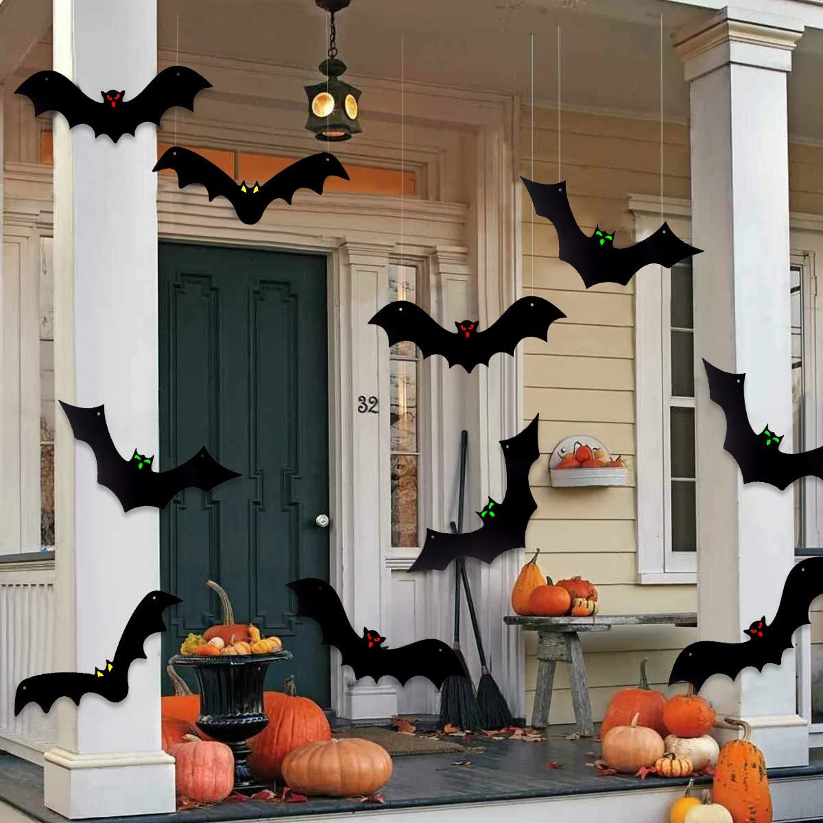 Halloween Hanging Decoration Outdoor Large Scary Flying Bat18Pcs Bats Spooky