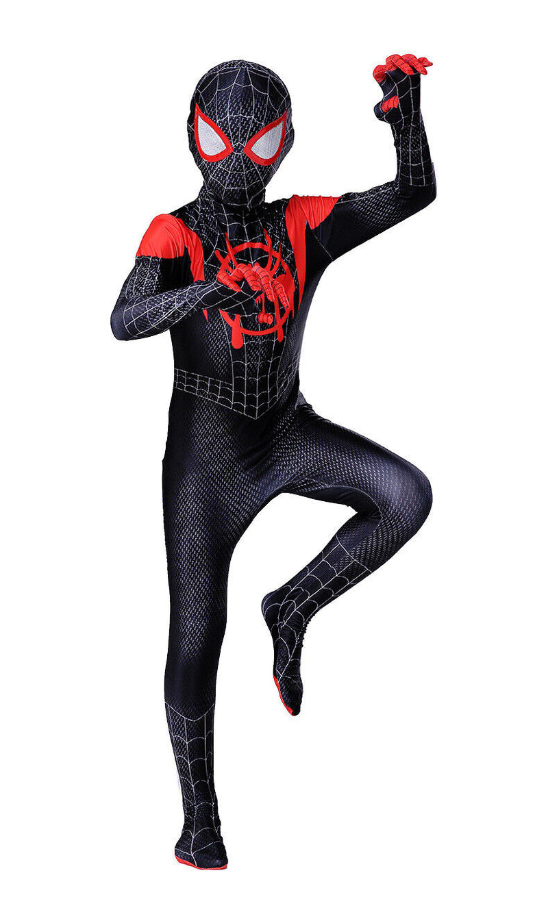 Into the Spiderverse Miles Morales Spiderman Jumpsuit Kids/Adult Costume Cosplay