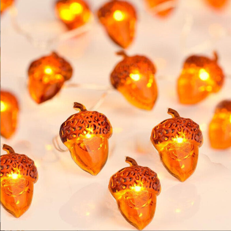 Battery Powered Acorn LED Fairy String Fall Lights Home Thanksgiving Decorations