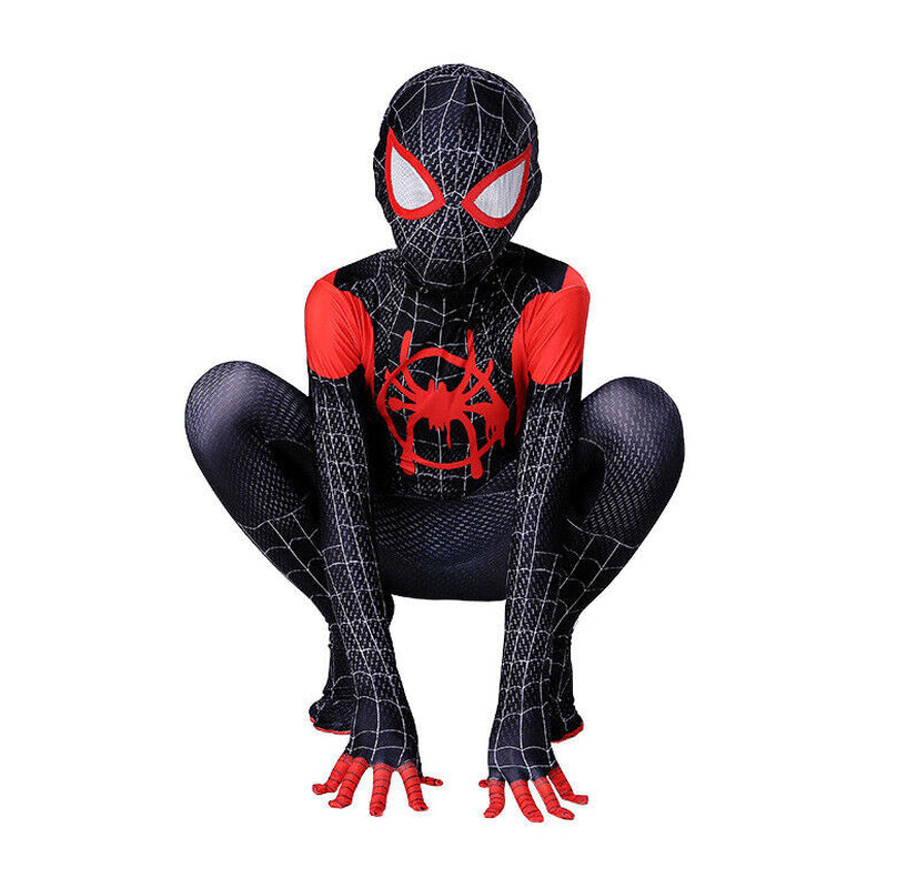 Into the Spiderverse Miles Morales Spiderman Jumpsuit Kids/Adult Costume Cosplay