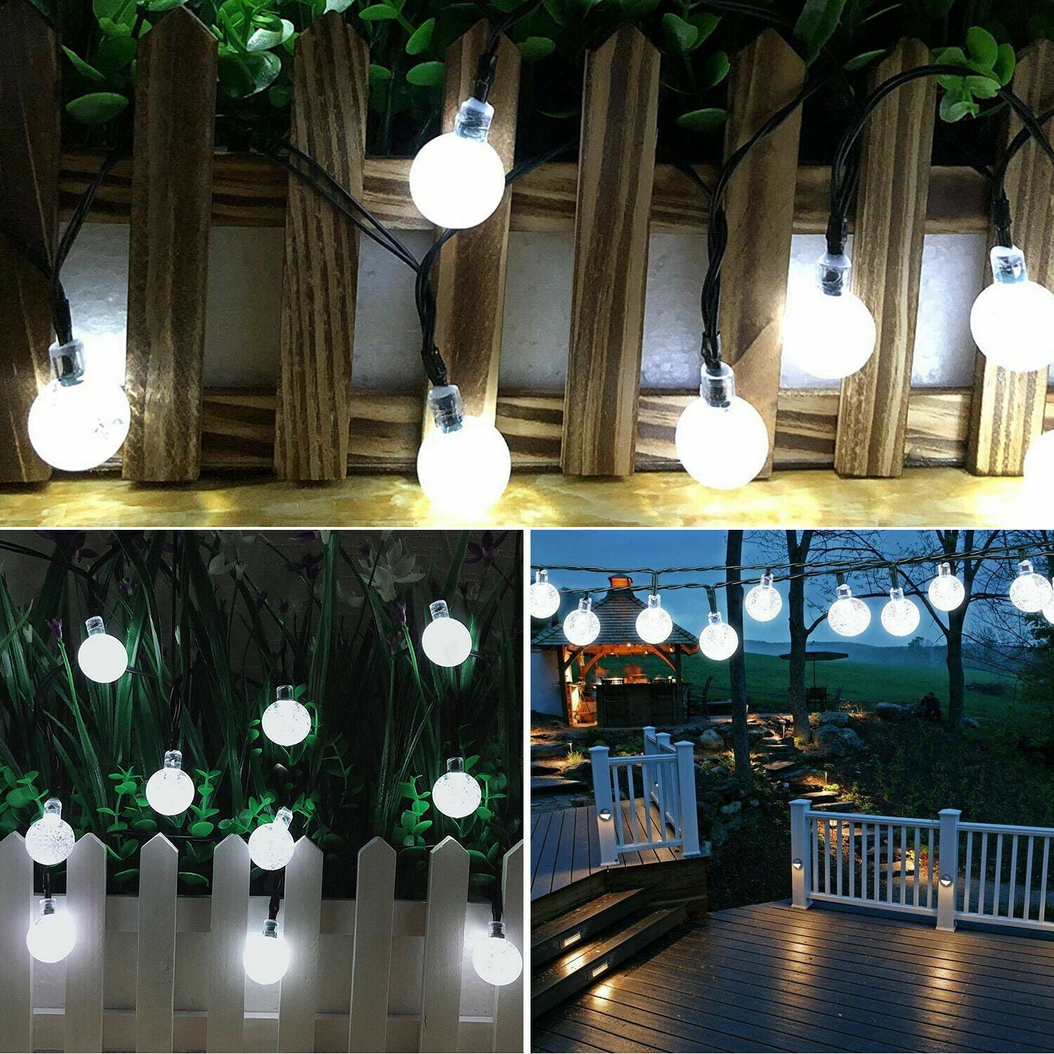 Solar 50 LED String Lights Patio Party Yard Garden Wedding Waterproof Outdoor