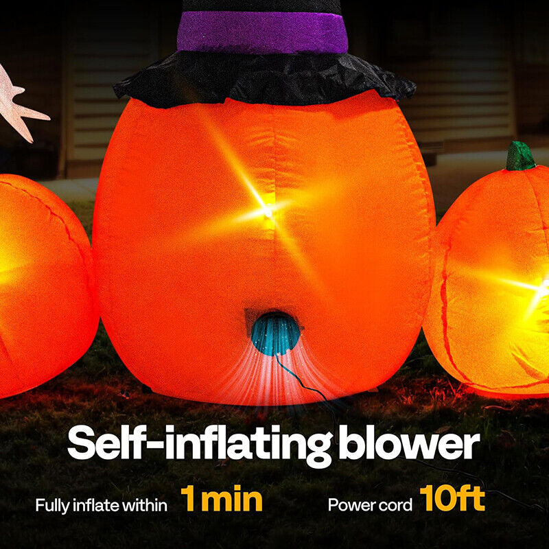 Halloween Inflatable Pumpkin Family & Ghost 8FT Long Outdoor Blow up Yard Decor