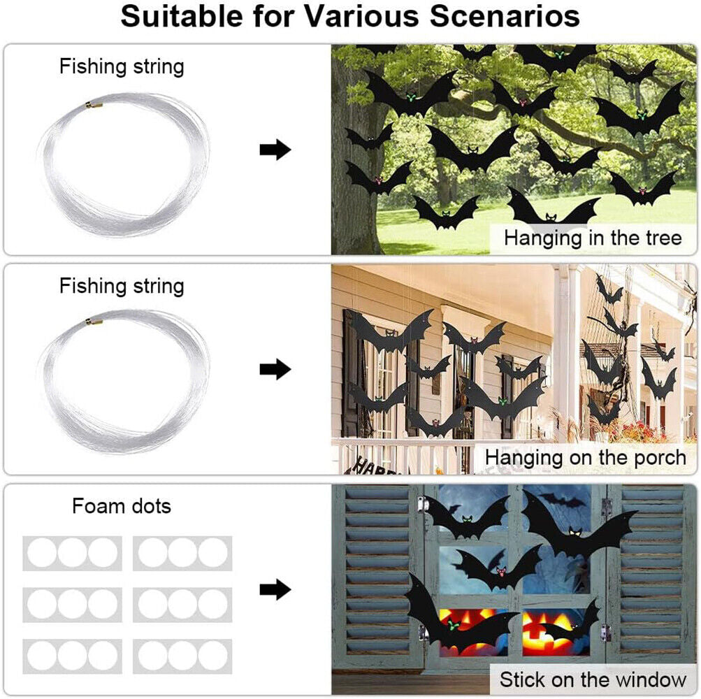 Halloween Hanging Decoration Outdoor Large Scary Flying Bat18Pcs Bats Spooky
