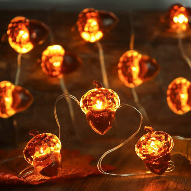Battery Powered Acorn LED Fairy String Fall Lights Home Thanksgiving Decorations