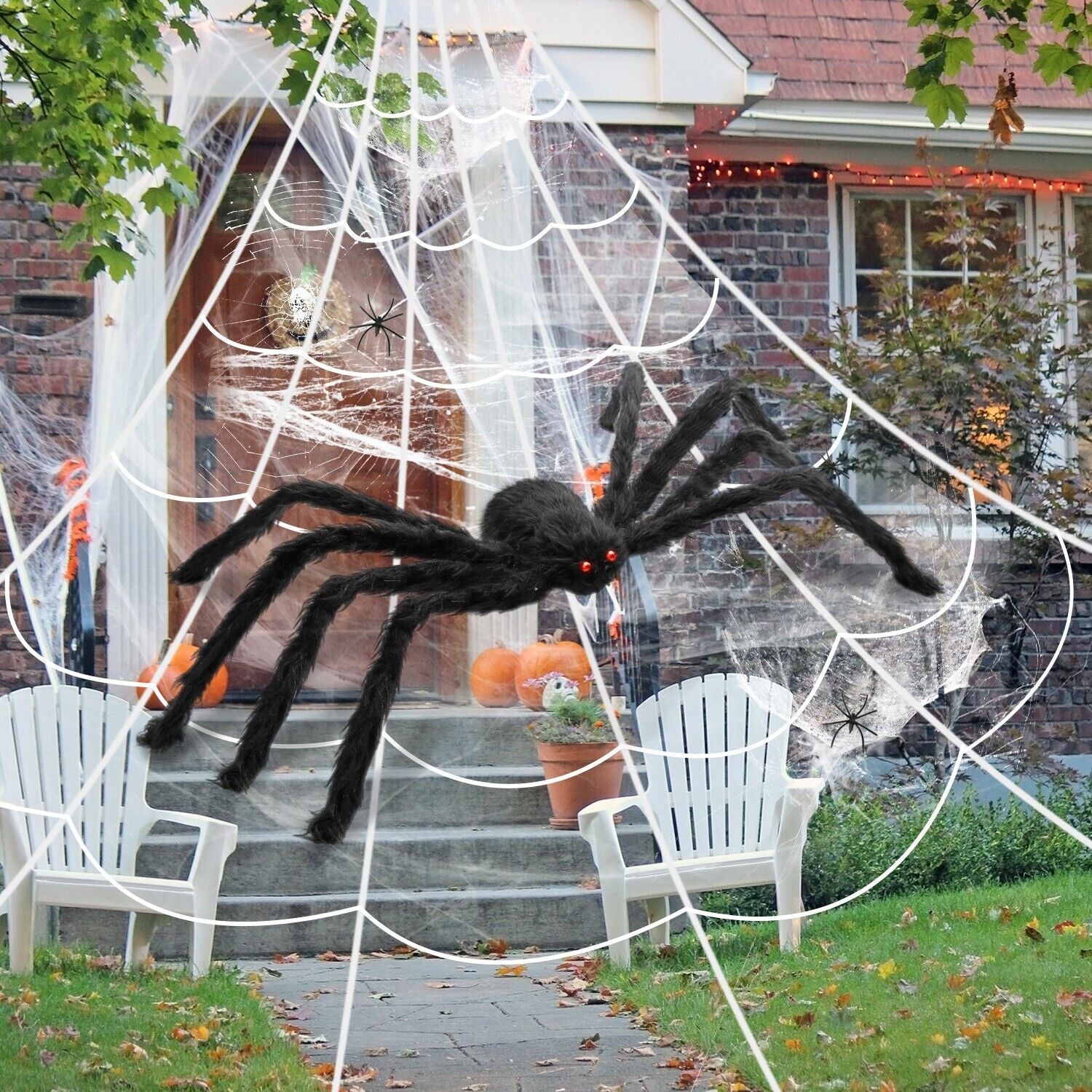 35" Spider Halloween Decor Haunted House Prop Indoor Outdoor Giant Scary Party