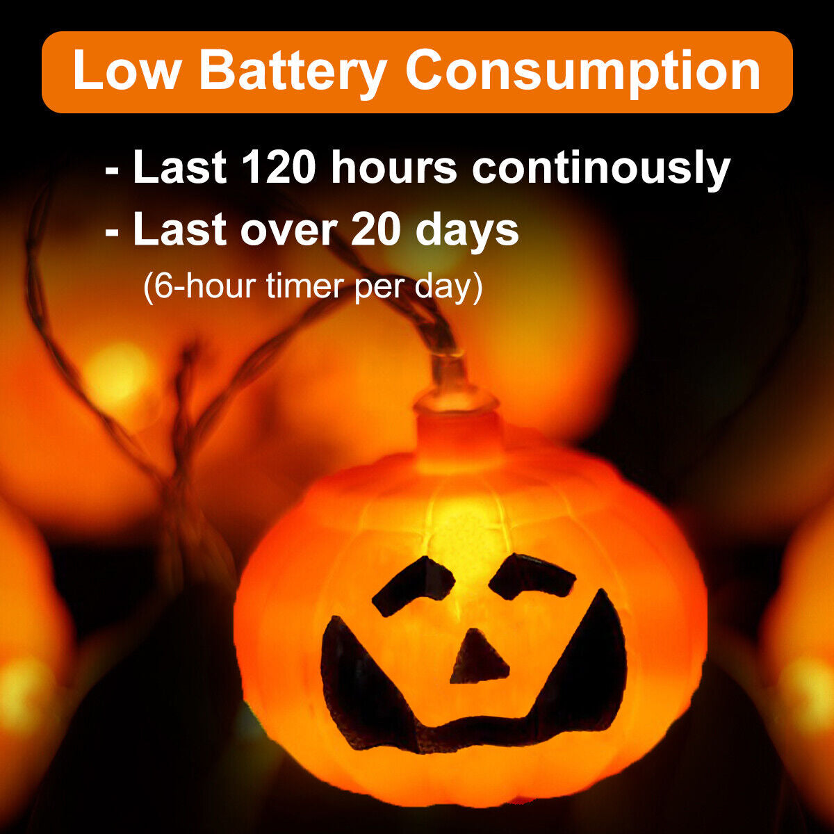Halloween Pumpkin Lanterns String Lights 16.4FT 30 LED Jack O Lantern W/ Remote