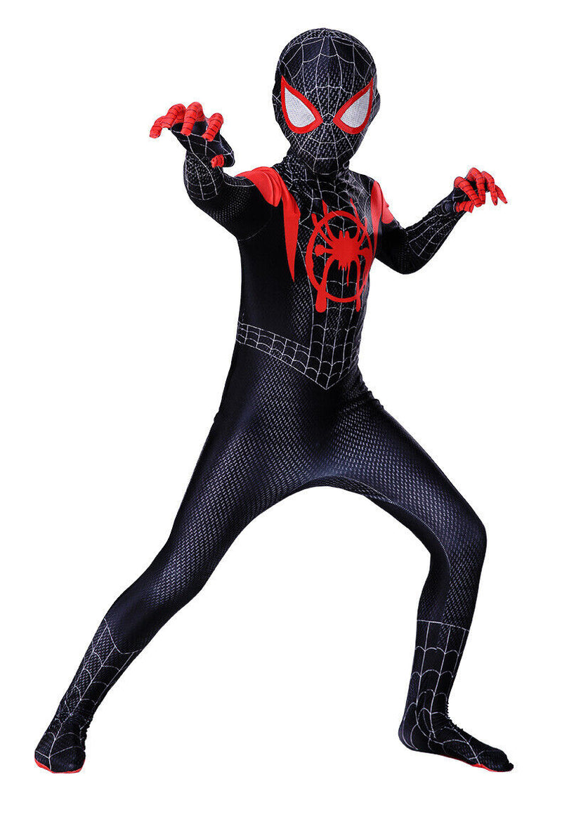 Into the Spiderverse Miles Morales Spiderman Jumpsuit Kids/Adult Costume Cosplay
