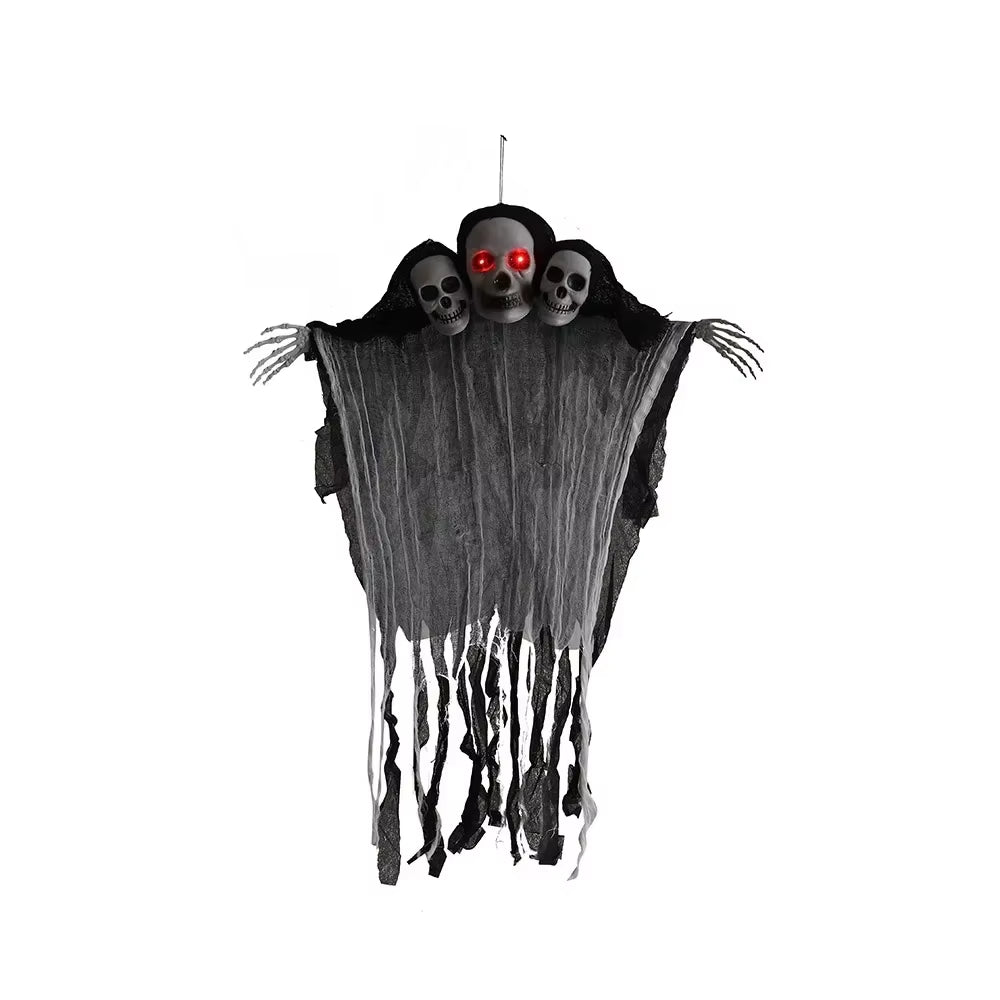 Halloween Animatronic Hanging Decoration Animated Talking Scary Clown with Chain Red Eyes Sound &Touch Activated Electric Horror